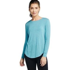 Tasc Performance Longline Long Sleeve Shirt XS TW873 Teal Bamboo Organic Cotton